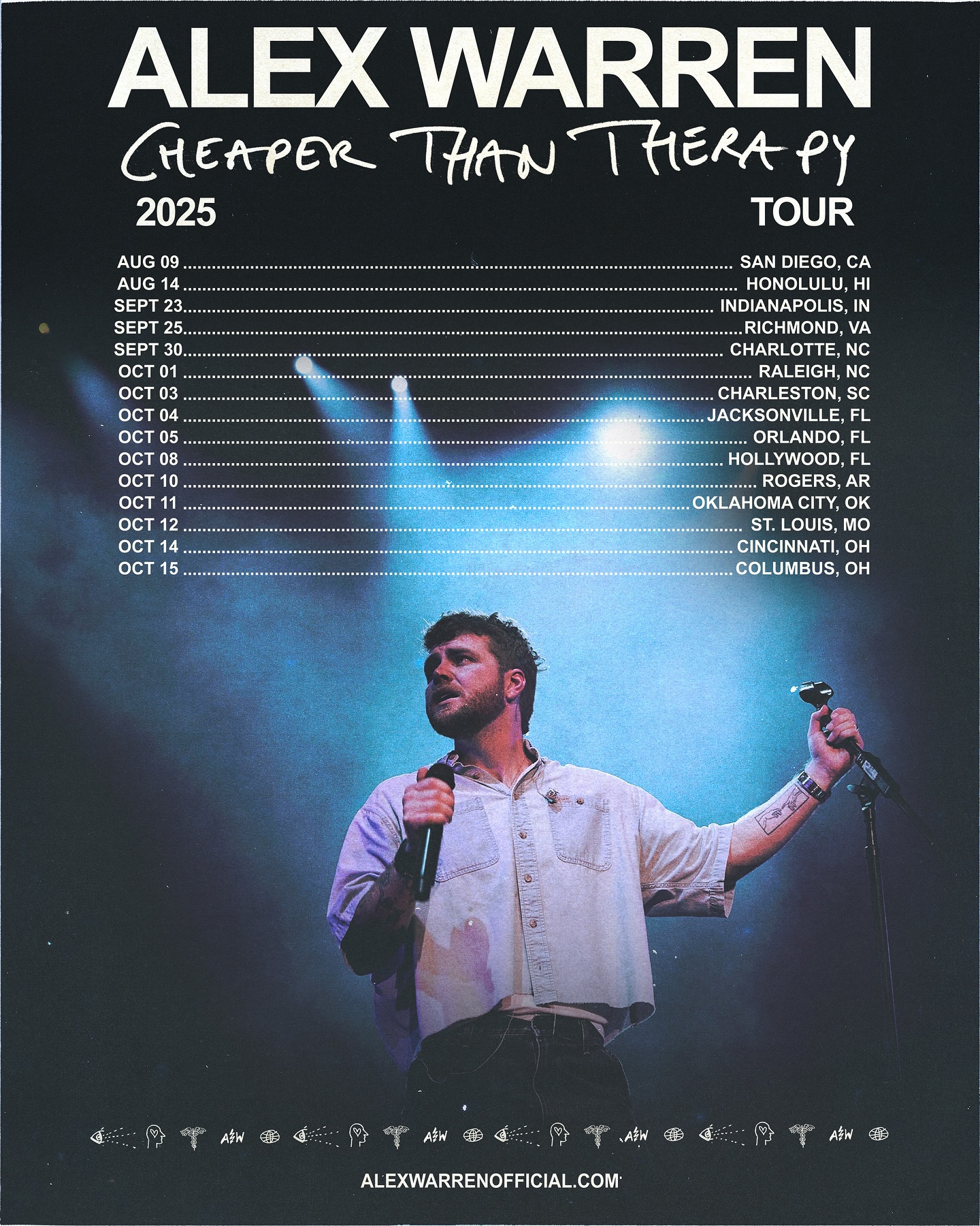 Alex Warren Cheaper Than Therapy Tour Poster 2025